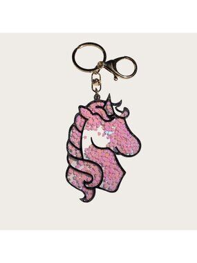 Pink Confetti Unicorn Keychain Keyring Bag Clip